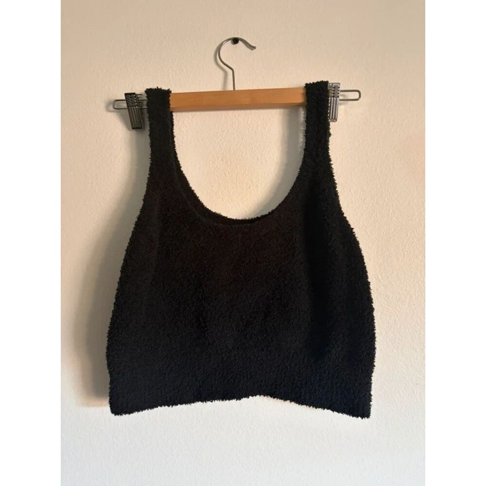 Stars Above Tank Top Women’s Black Fuzzy Cozy Top Size S